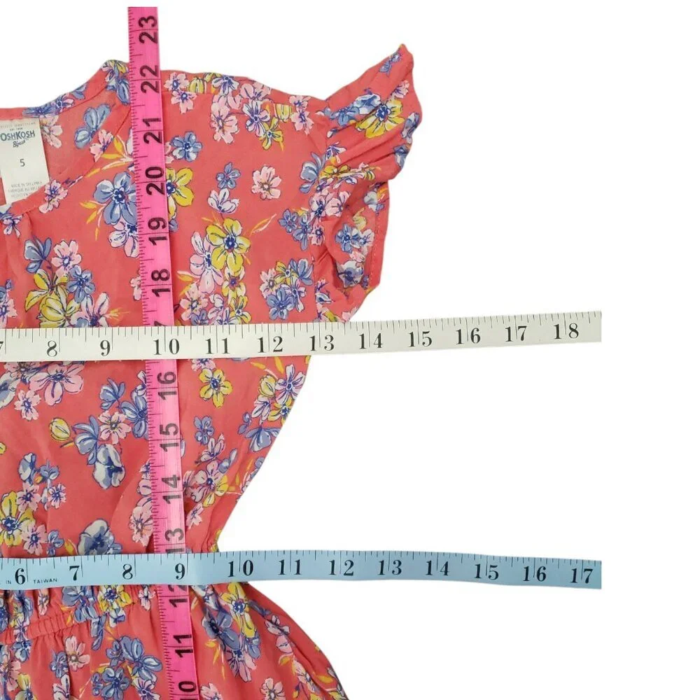 Girls OshKosh B'gosh Casual Dress Size 5 Pink Floral